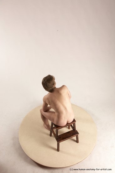 Nude Man White Sitting poses - simple Slim Short Brown Sitting poses - ALL Multi angles poses Realistic