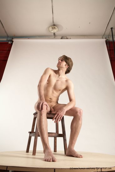 Nude Man White Sitting poses - simple Slim Short Brown Sitting poses - ALL Multi angles poses Realistic