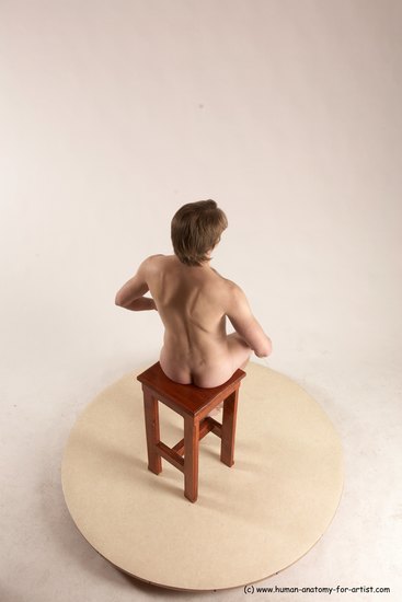 Nude Man White Sitting poses - simple Slim Short Brown Sitting poses - ALL Multi angles poses Realistic