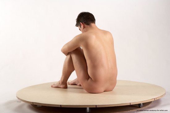 Nude Man White Sitting poses - simple Average Short Brown Sitting poses - ALL Realistic