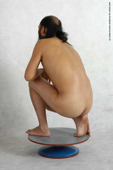 Nude Man Asian Standing poses - ALL Slim Bald Standing poses - knee-bend Black Realistic