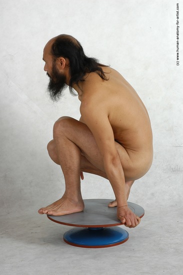 Nude Man Asian Standing poses - ALL Slim Bald Standing poses - knee-bend Black Realistic