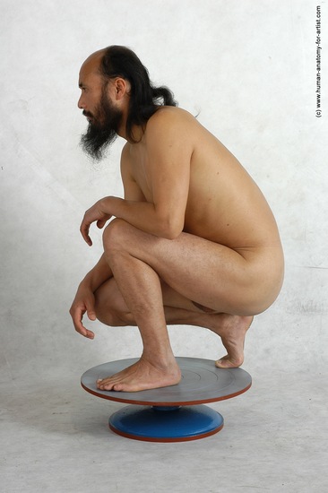 Nude Man Asian Standing poses - ALL Slim Bald Standing poses - knee-bend Black Realistic