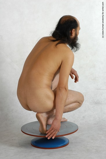 Nude Man Asian Standing poses - ALL Slim Bald Standing poses - knee-bend Black Realistic