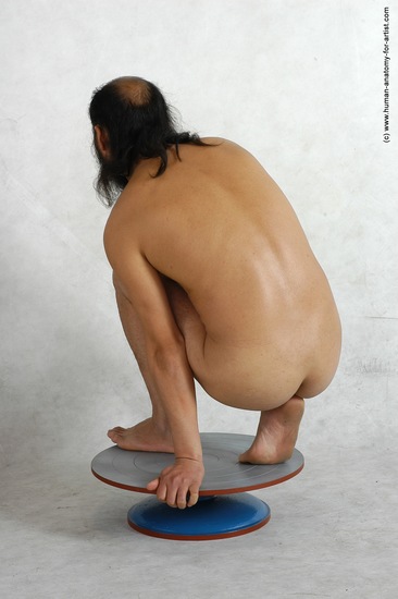 Nude Man Asian Standing poses - ALL Slim Bald Standing poses - knee-bend Black Realistic