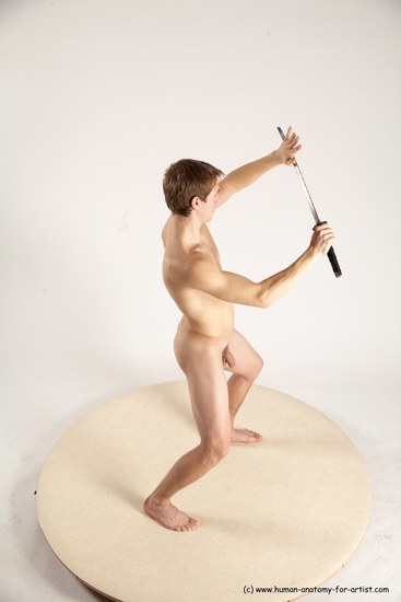 Nude Fighting with sword Man White Standing poses - ALL Athletic Short Brown Standing poses - simple Multi angles poses Realistic