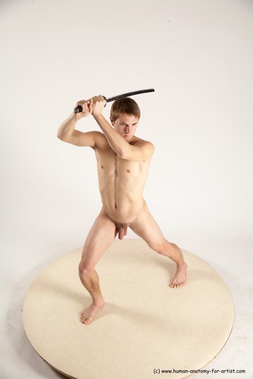 Nude Fighting with sword Man White Standing poses - ALL Athletic Short Brown Standing poses - simple Multi angles poses Realistic