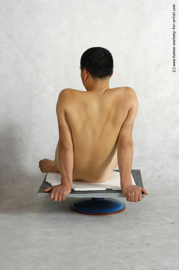 Nude Man Asian Sitting poses - simple Slim Short Black Sitting poses - ALL Realistic