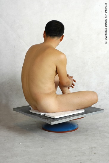 Nude Man Asian Sitting poses - simple Slim Short Black Sitting poses - ALL Realistic