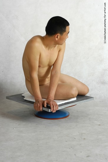 Nude Man Asian Sitting poses - simple Slim Short Black Sitting poses - ALL Realistic