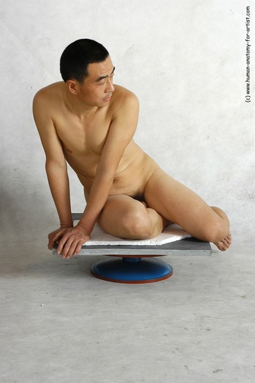 Nude Man Asian Sitting poses - simple Slim Short Black Sitting poses - ALL Realistic