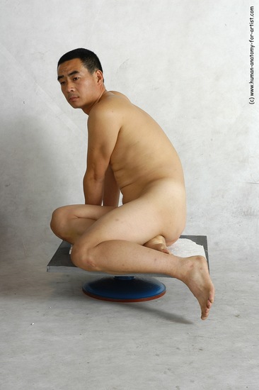 Nude Man Asian Sitting poses - simple Slim Short Black Sitting poses - ALL Realistic