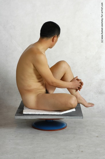 Nude Man Asian Sitting poses - simple Slim Short Black Sitting poses - ALL Realistic