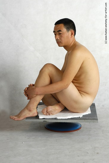 Nude Man Asian Sitting poses - simple Slim Short Black Sitting poses - ALL Realistic