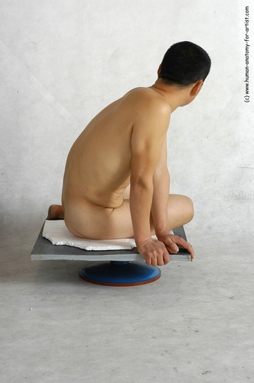 Nude Man Asian Sitting poses - simple Slim Short Black Sitting poses - ALL Realistic