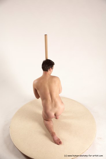 Nude Man White Kneeling poses - ALL Average Short Brown Kneeling poses - on one knee Multi angles poses Realistic