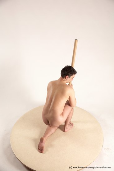 Nude Man White Kneeling poses - ALL Average Short Brown Kneeling poses - on one knee Multi angles poses Realistic