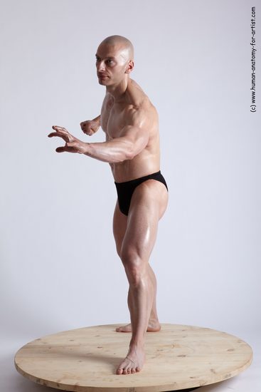 Nude Man White Moving poses Slim Bald Realistic