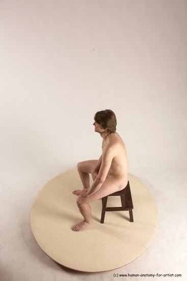 Nude Man White Sitting poses - simple Slim Short Brown Sitting poses - ALL Multi angles poses Realistic