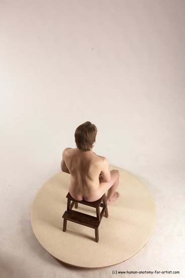 Nude Man White Sitting poses - simple Slim Short Brown Sitting poses - ALL Multi angles poses Realistic