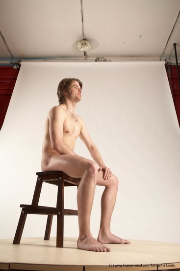 Nude Man White Sitting poses - simple Slim Short Brown Sitting poses - ALL Multi angles poses Realistic