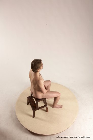 Nude Man White Sitting poses - simple Slim Short Brown Sitting poses - ALL Multi angles poses Realistic