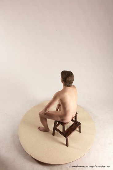 Nude Man White Sitting poses - simple Slim Short Brown Sitting poses - ALL Multi angles poses Realistic