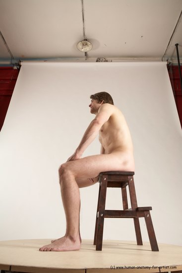 Nude Man White Sitting poses - simple Slim Short Brown Sitting poses - ALL Multi angles poses Realistic