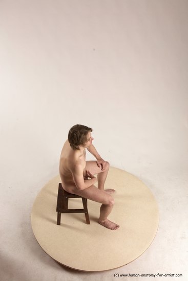 Nude Man White Sitting poses - simple Slim Short Brown Sitting poses - ALL Multi angles poses Realistic