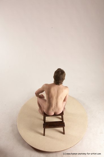 Nude Man White Sitting poses - simple Slim Short Brown Sitting poses - ALL Multi angles poses Realistic