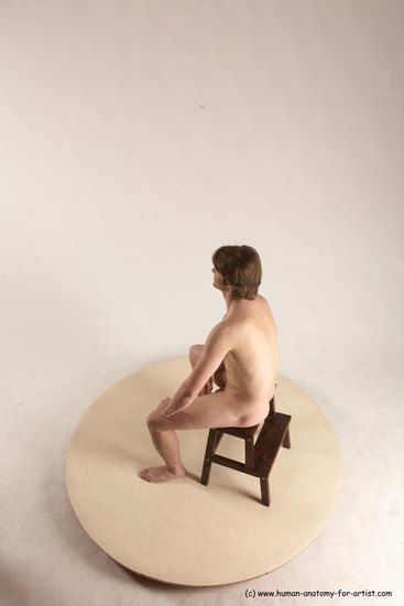 Nude Man White Sitting poses - simple Slim Short Brown Sitting poses - ALL Multi angles poses Realistic