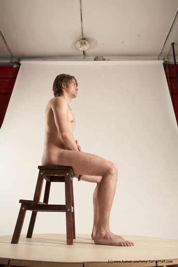 Nude Man White Sitting poses - simple Slim Short Brown Sitting poses - ALL Multi angles poses Realistic