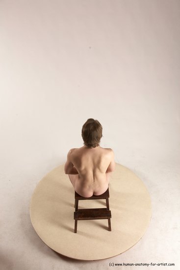 Nude Man White Sitting poses - simple Slim Short Brown Sitting poses - ALL Multi angles poses Realistic