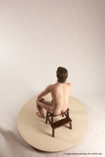 Nude Man White Sitting poses - simple Slim Short Brown Sitting poses - ALL Multi angles poses Realistic