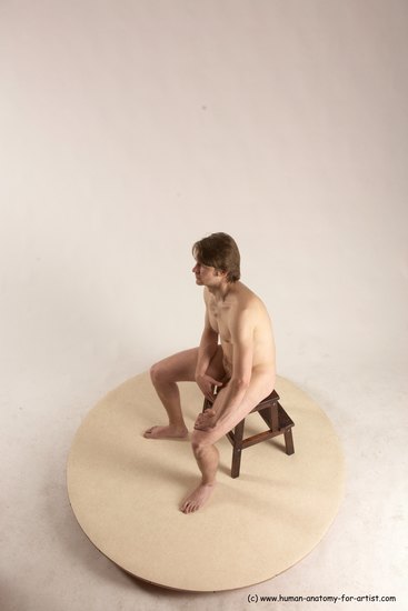 Nude Man White Sitting poses - simple Slim Short Brown Sitting poses - ALL Multi angles poses Realistic