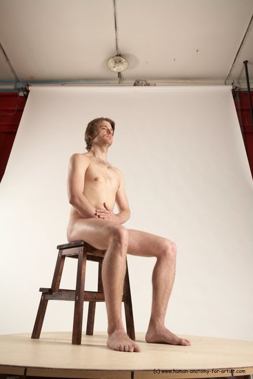 Nude Man White Sitting poses - simple Slim Short Brown Sitting poses - ALL Multi angles poses Realistic