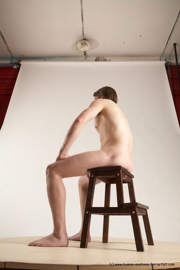 Nude Man White Sitting poses - simple Slim Short Brown Sitting poses - ALL Multi angles poses Realistic