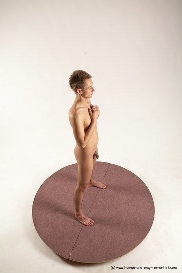 Nude Man White Standing poses - ALL Slim Short Brown Standing poses - simple Multi angles poses Realistic