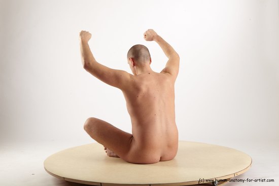 Nude Man White Sitting poses - simple Average Short Brown Sitting poses - ALL Realistic