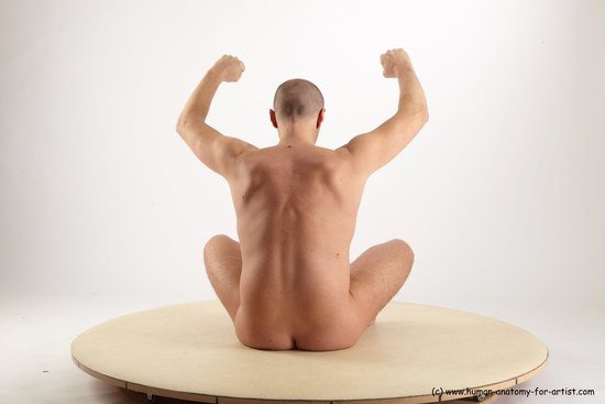 Nude Man White Sitting poses - simple Average Short Brown Sitting poses - ALL Realistic