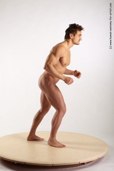 Nude Man White Standing poses - ALL Muscular Short Brown Standing poses - simple Realistic