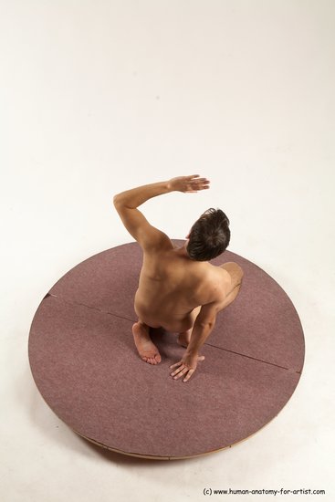 Nude Man White Kneeling poses - ALL Slim Short Brown Kneeling poses - on one knee Multi angles poses Realistic