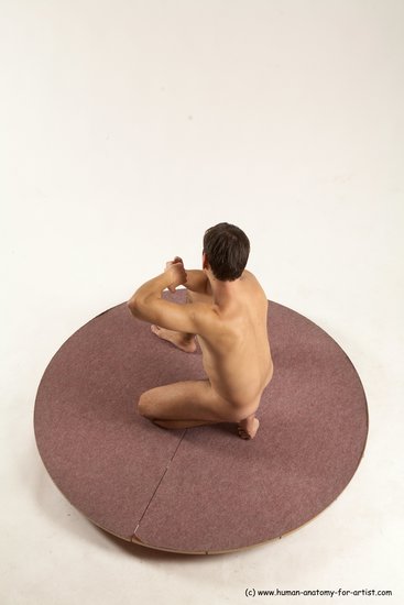 Nude Man White Kneeling poses - ALL Slim Short Brown Kneeling poses - on one knee Multi angles poses Realistic