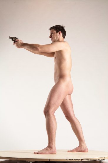 Nude Fighting with gun Man White Standing poses - ALL Average Short Brown Standing poses - simple Multi angles poses Realistic