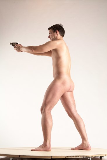 Nude Fighting with gun Man White Standing poses - ALL Average Short Brown Standing poses - simple Multi angles poses Realistic