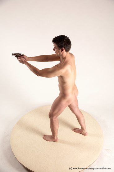 Nude Fighting with gun Man White Standing poses - ALL Average Short Brown Standing poses - simple Multi angles poses Realistic