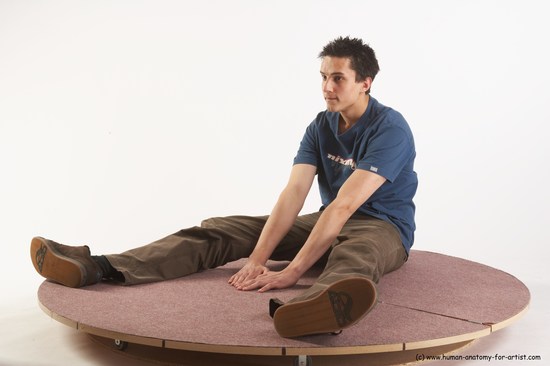 Casual Man White Sitting poses - simple Slim Short Brown Sitting poses - ALL Academic