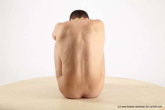 Nude Man White Sitting poses - simple Slim Short Brown Sitting poses - ALL Realistic