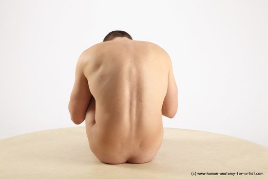 Nude Man White Sitting poses - simple Slim Short Brown Sitting poses - ALL Realistic