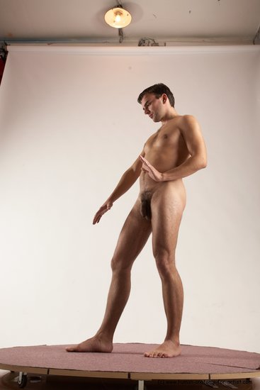 Nude Man White Standing poses - ALL Slim Short Brown Standing poses - simple Multi angles poses Realistic